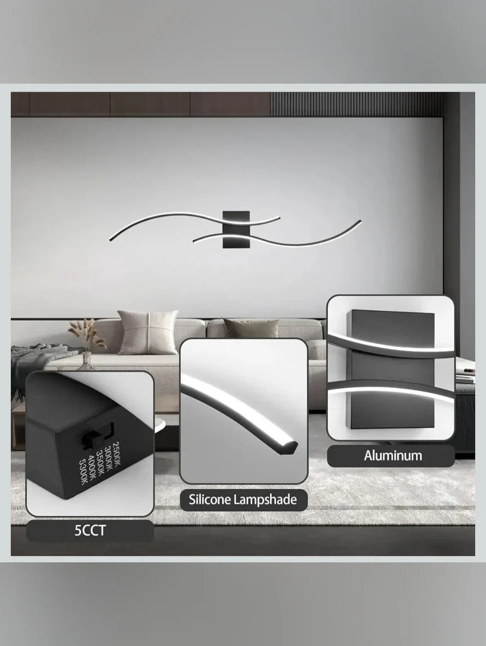 CANEOE Modern Wall Sconce Set of Two, 5CCT Dimmable Indoor Led Wall Sconce Light